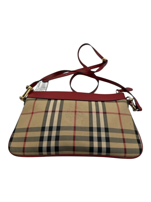 Burberry Red, Beige & Multi Canvas & Leather Crossbody Novacheck Zip Close Bag Red, Beige & Multi / S