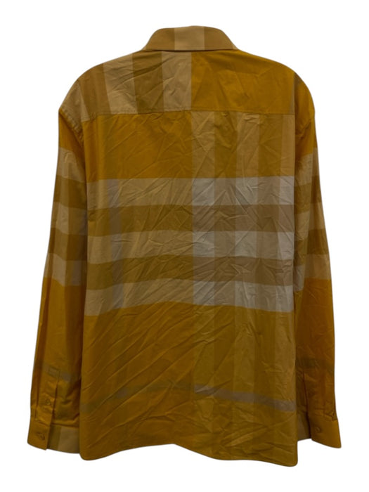 Burberry NWT Size XXL Yellow Cotton Plaid Button Down Men's Long Sleeve Shirt Yellow / XXL