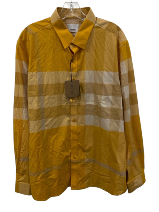 Burberry NWT Size XXL Yellow Cotton Plaid Button Down Men's Long Sleeve Shirt Yellow / XXL