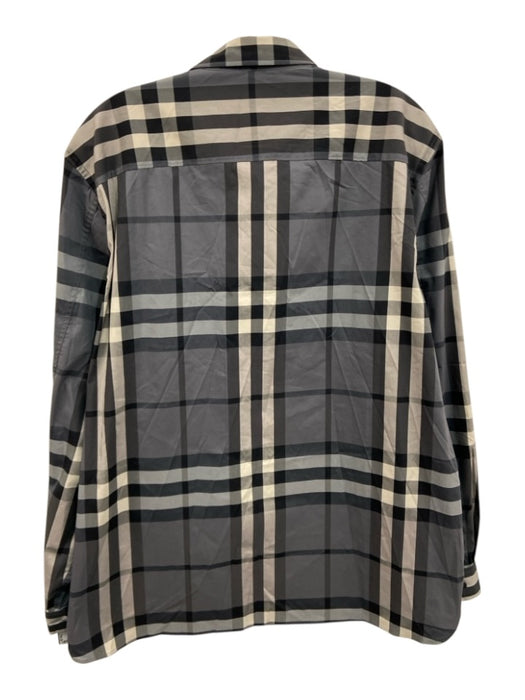 Burberry NWT Size XXL Gray, Black, White Cotton Plaid Men's Long Sleeve Shirt Gray, Black, White / XXL