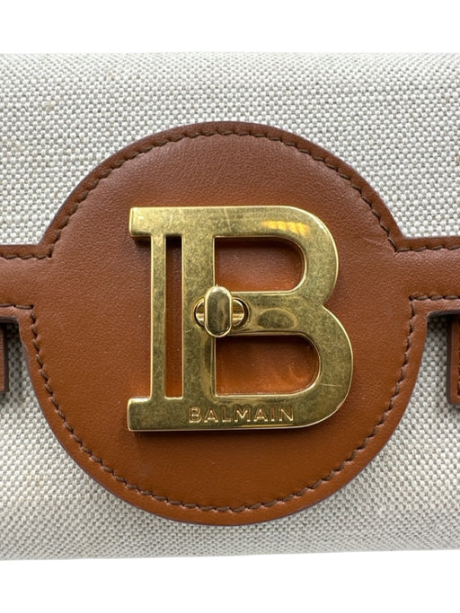 Balmain Beige & Brown Canvas & Leather Toggle Clasp Gold Chain Crossbody Bag Beige & Brown / S