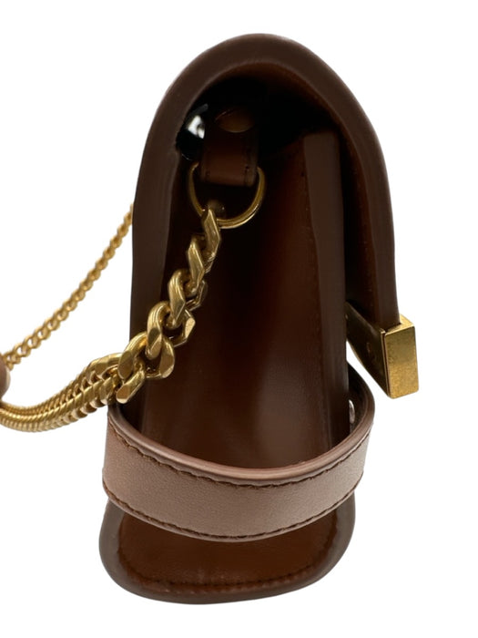 Balmain Beige & Brown Canvas & Leather Toggle Clasp Gold Chain Crossbody Bag Beige & Brown / S