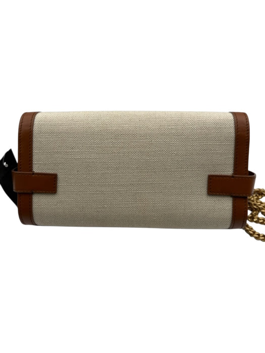 Balmain Beige & Brown Canvas & Leather Toggle Clasp Gold Chain Crossbody Bag Beige & Brown / S