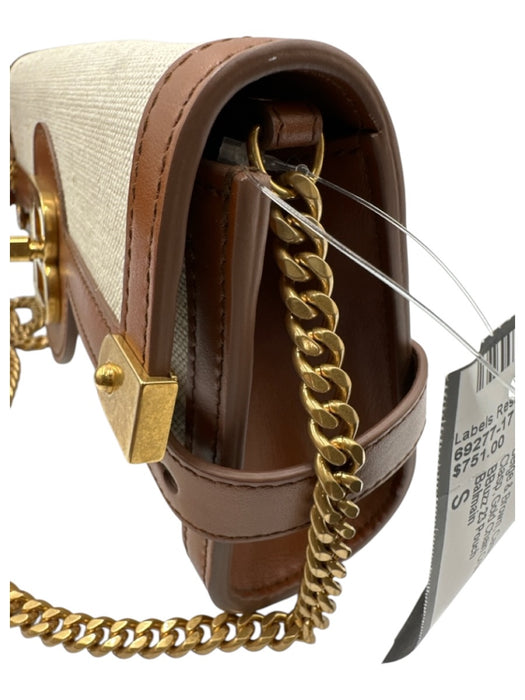 Balmain Beige & Brown Canvas & Leather Toggle Clasp Gold Chain Crossbody Bag Beige & Brown / S