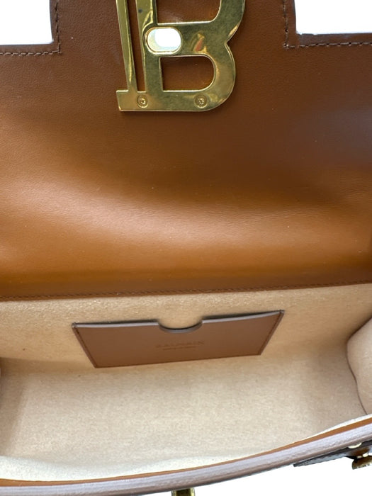 Balmain Beige & Brown Canvas & Leather Toggle Clasp Gold Chain Crossbody Bag Beige & Brown / S