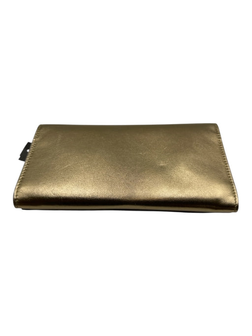 Jimmy Choo Gold Coated Leather Magnetic Flap Shimmer embossed logo Bag Gold
