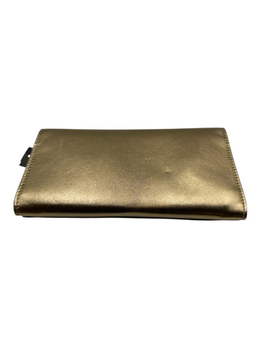 Jimmy Choo Gold Coated Leather Magnetic Flap Shimmer embossed logo Bag Gold