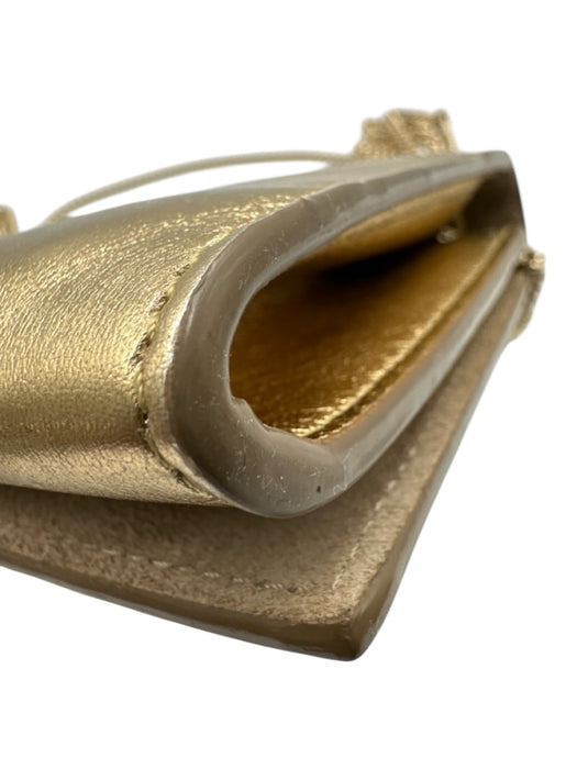 Jimmy Choo Gold Coated Leather Magnetic Flap Shimmer embossed logo Bag Gold