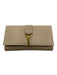 Yves Saint Laurent Beige Leather Magnetic Flap Gold Logo Clutch Bag Beige