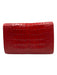 Giuseppe Zanotti Red Leather Croc Embossed Magnetic Flap Bag Red / S