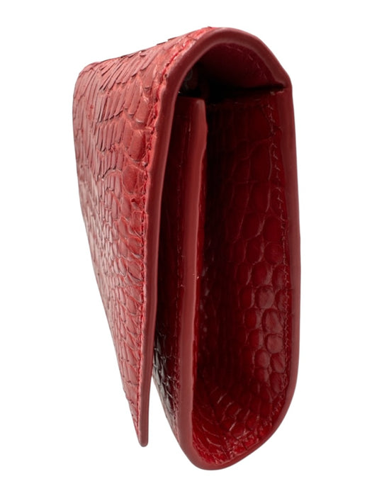 Giuseppe Zanotti Red Leather Croc Embossed Magnetic Flap Bag Red / S