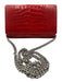 Giuseppe Zanotti Red Leather Croc Embossed Magnetic Flap Bag Red / S