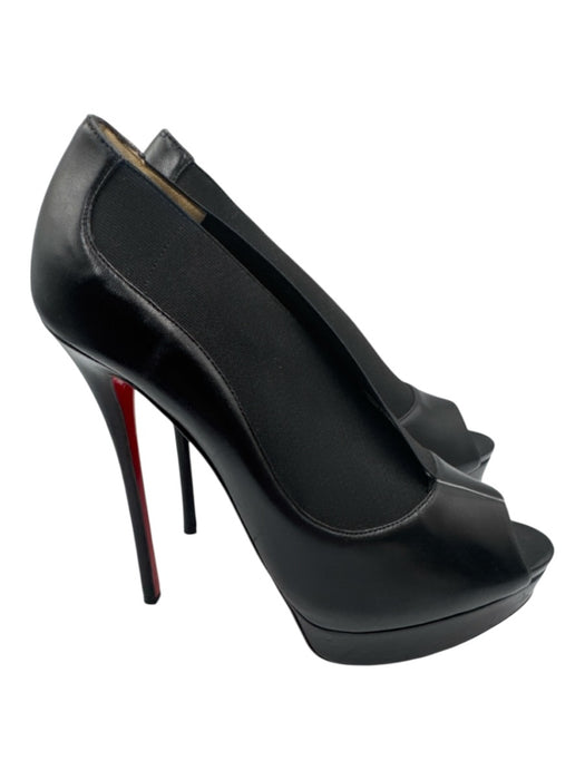 Christian Louboutin Shoe Size 41 Black & Red Leather Stretch Stiletto Pumps Black & Red / 41