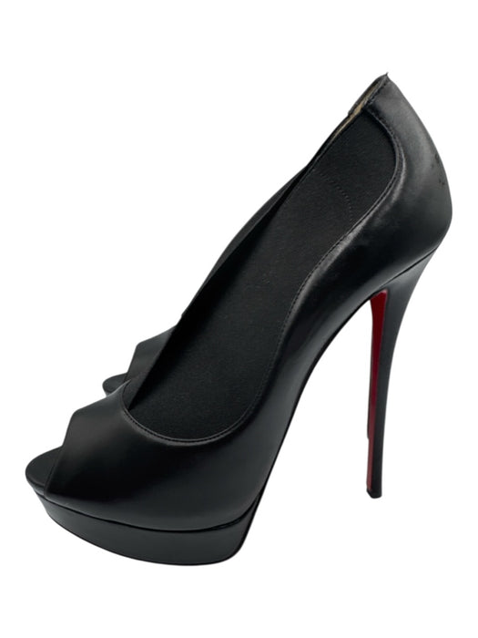 Christian Louboutin Shoe Size 41 Black & Red Leather Stretch Stiletto Pumps Black & Red / 41