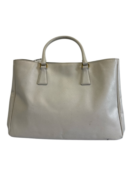 Prada White Saffiano Leather Top Handle Coated Magnetic Close Bag White / M