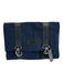 Dior Navy & Black Felt & Leather Lobster Clasp Silver Hardware Tri-Fold Bag Navy & Black