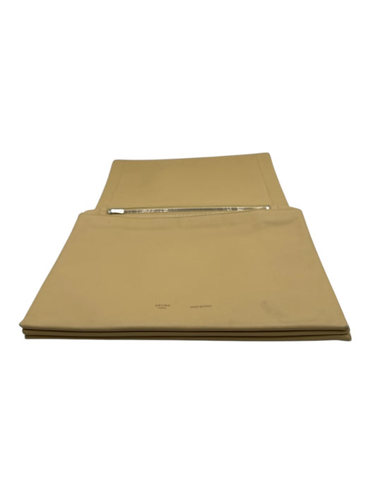 Celine Pale Yellow Leather Zip Pocket Fold Close Clutch Bag Pale Yellow