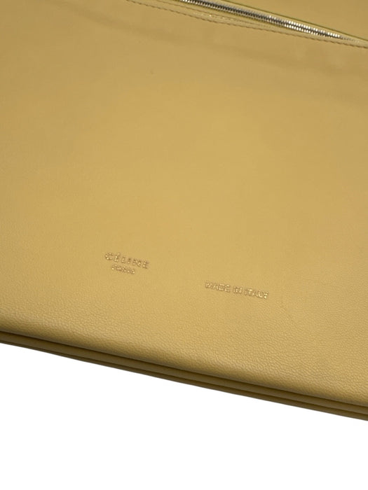 Celine Pale Yellow Leather Zip Pocket Fold Close Clutch Bag Pale Yellow