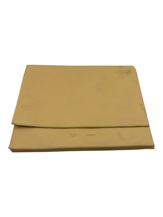Celine Pale Yellow Leather Zip Pocket Fold Close Clutch Bag Pale Yellow