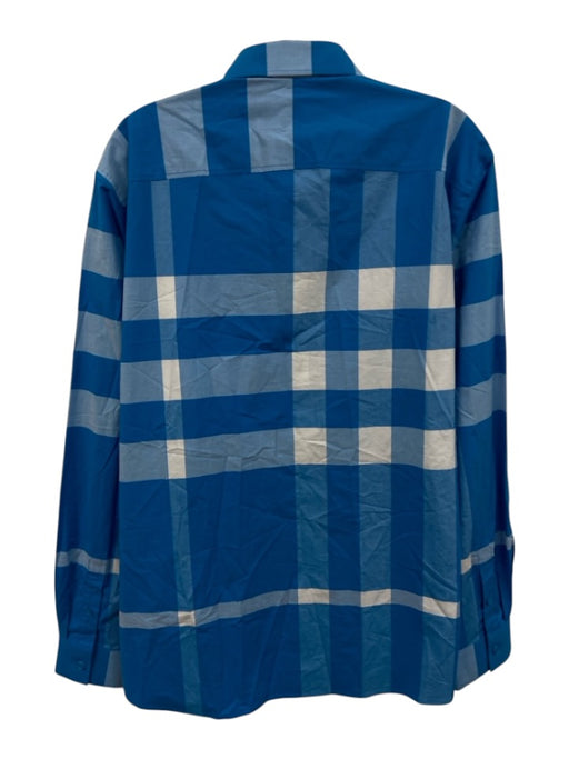 Burberry NWT Size XXL Blue & White Cotton Plaid Button Down Long Sleeve Shirt Blue & White / XXL
