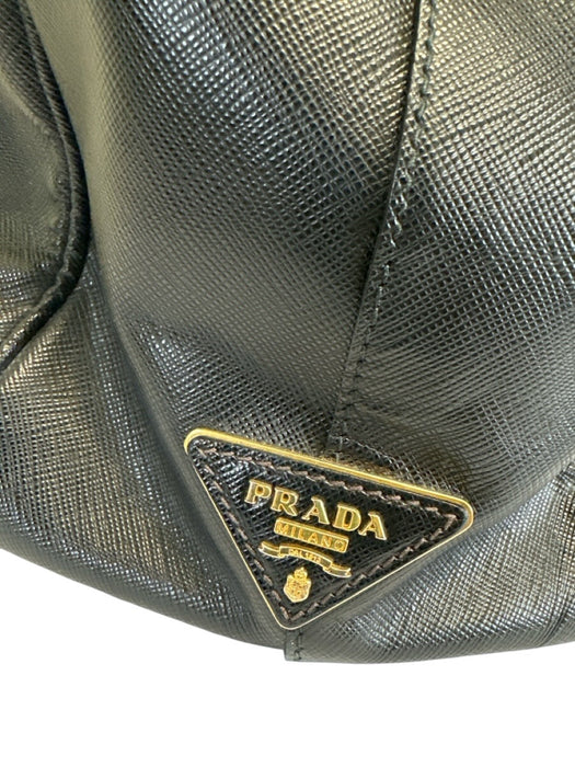 Prada Black Coated Leather Top Handle Magnetic Flap Satchel Dust Bag Incl. Bag Black / M/L