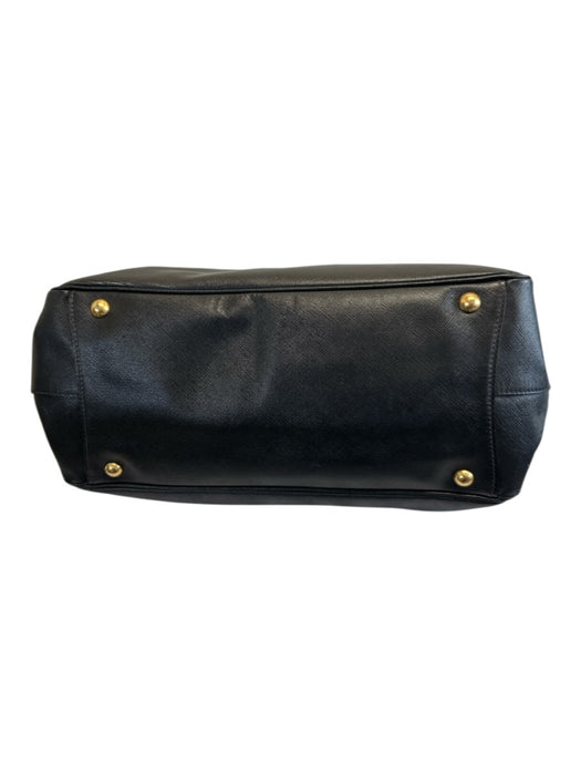 Prada Black Coated Leather Top Handle Magnetic Flap Satchel Dust Bag Incl. Bag Black / M/L