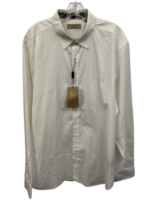 Burberry NWT Size XXL White Cotton Plaid Button Down Men's Long Sleeve Shirt White / XXL