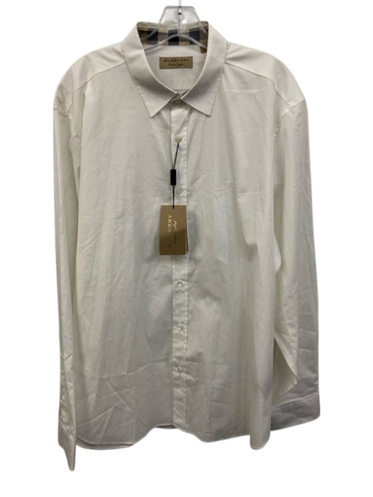 Burberry NWT Size XXL White Cotton Plaid Button Down Men's Long Sleeve Shirt White / XXL