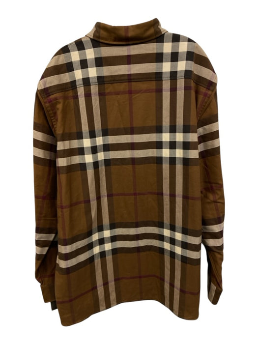 Burberry NWT Size XXL Brown & Multi Cotton Plaid Button Down Long Sleeve Shirt Brown & Multi / XXL