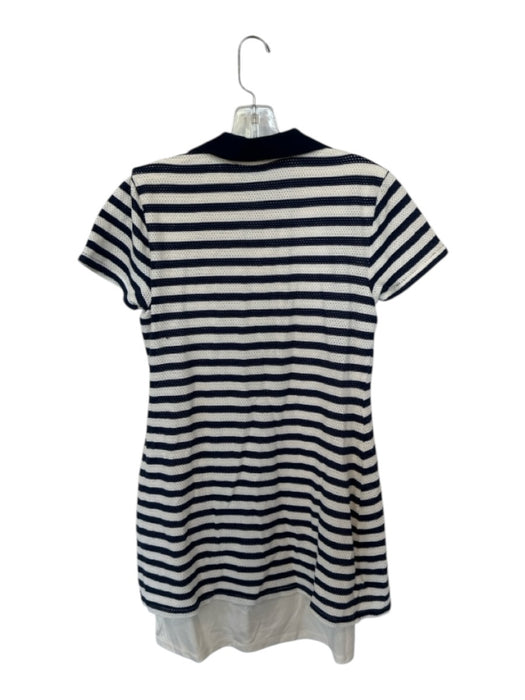 Ramy Brook Size M Navy & white Cotton Blend Striped Collar Short Sleeve Dress Navy & white / M