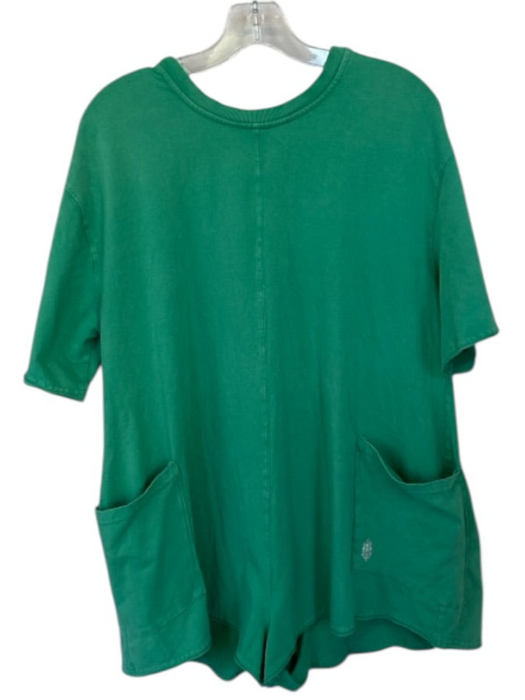 FP Movement Size S/P Green Cotton & Elastane V Neck Short Sleeve Romper Green / S/P