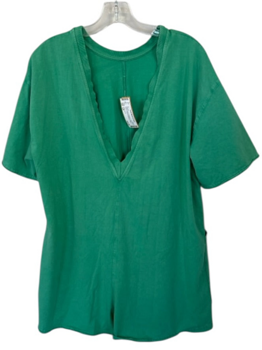 FP Movement Size S/P Green Cotton & Elastane V Neck Short Sleeve Romper Green / S/P