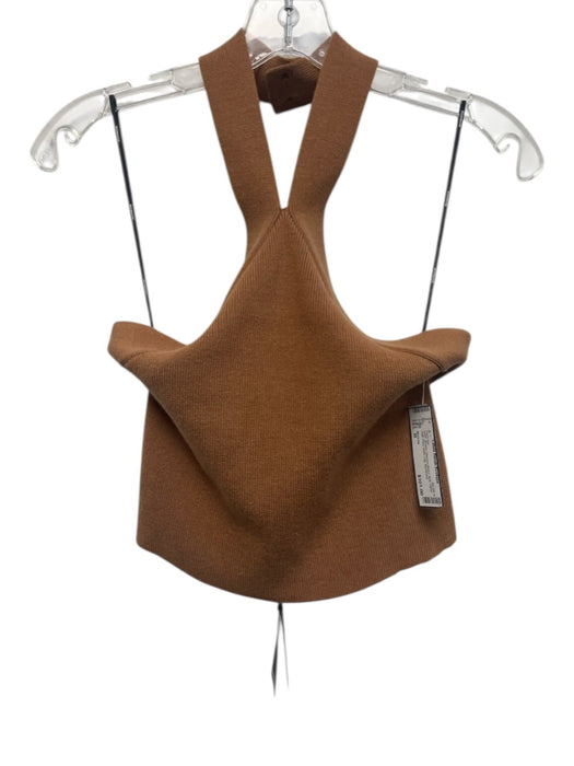 Monrow Size M Brown Viscose Blend Knit Halter High Rise Wide Leg Pant Set Brown / M