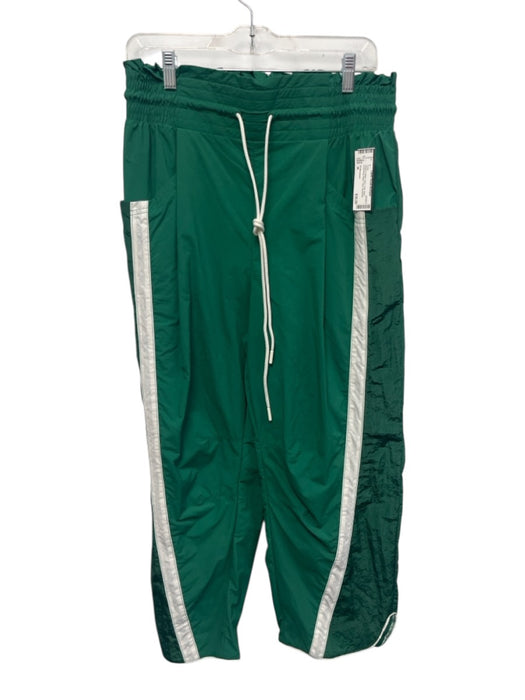 FP Movement Size M Green & White Nylon Side Stripe Drawstring Waist Track Pants Green & White / M