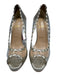 Christian Louboutin Shoe Size 38.5 Gold & Clear Leather PVC Peep Toe Pumps Gold & Clear / 38.5