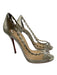 Christian Louboutin Shoe Size 38.5 Gold & Clear Leather PVC Peep Toe Pumps Gold & Clear / 38.5