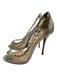 Christian Louboutin Shoe Size 38.5 Gold & Clear Leather PVC Peep Toe Pumps Gold & Clear / 38.5