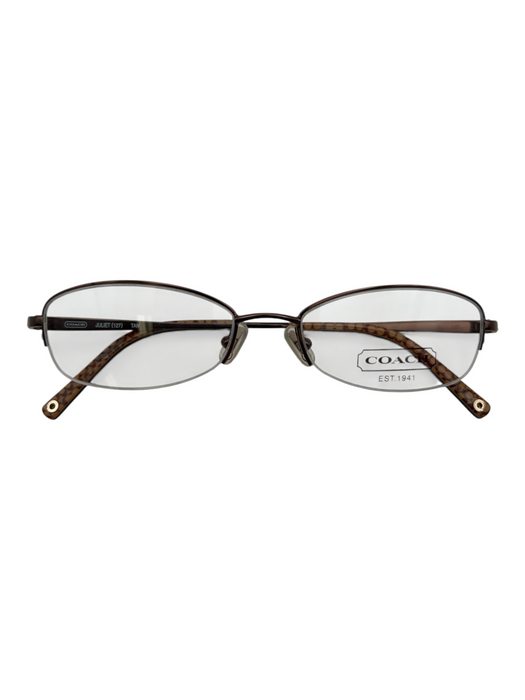 Coach Size Bronze Metal Nose Pads Logo Half Rimless Glasses Bronze