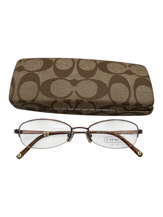 Coach Size Bronze Metal Nose Pads Logo Half Rimless Glasses Bronze