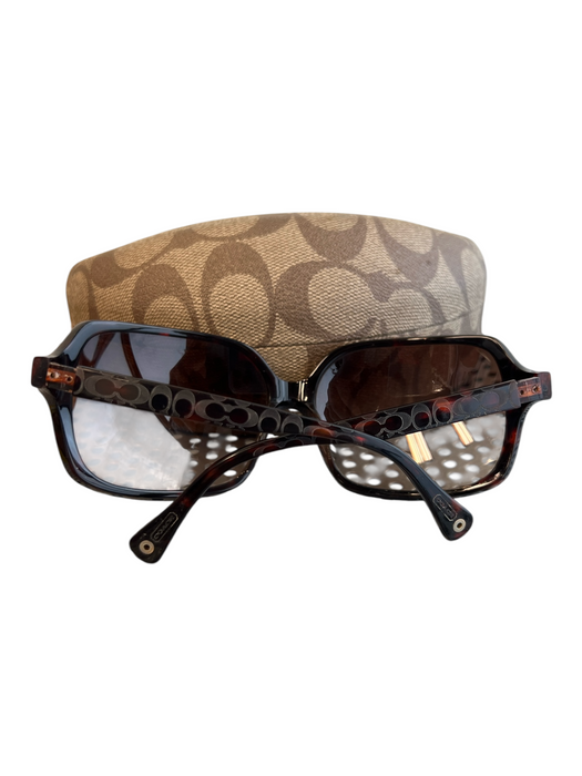 Coach Brown Acetate Tortoise Logo Gradient Oversized Sunglasses Brown