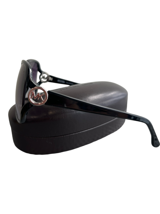 Michael Kors Black Square Silver Hardware Oversize Sunglasses Black