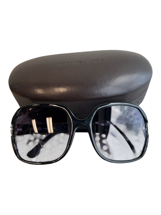 Michael Kors Black Square Silver Hardware Oversize Sunglasses Black
