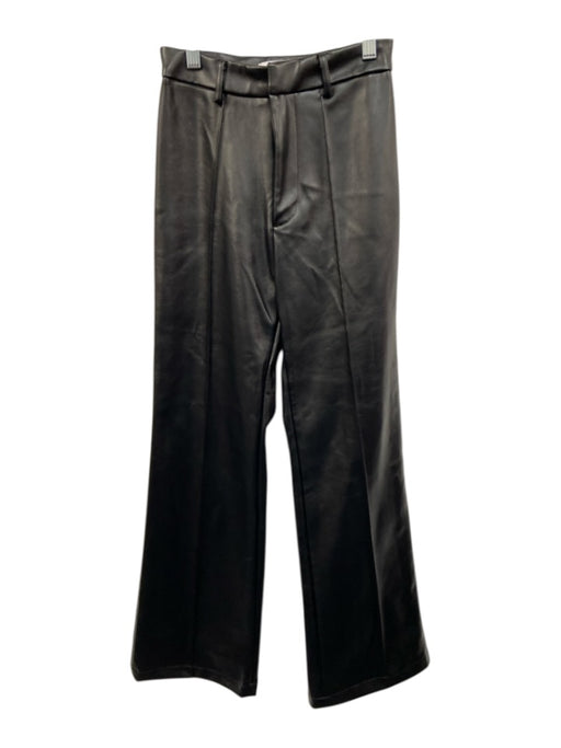Because Of Alice Size XS Black PU Leather Wide Leg Zip & Hook Closure Pants Black / XS