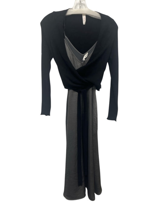 Daily Practice Size S Green & Black Viscose Blend Satin Wrap Top Dress Set Green & Black / S