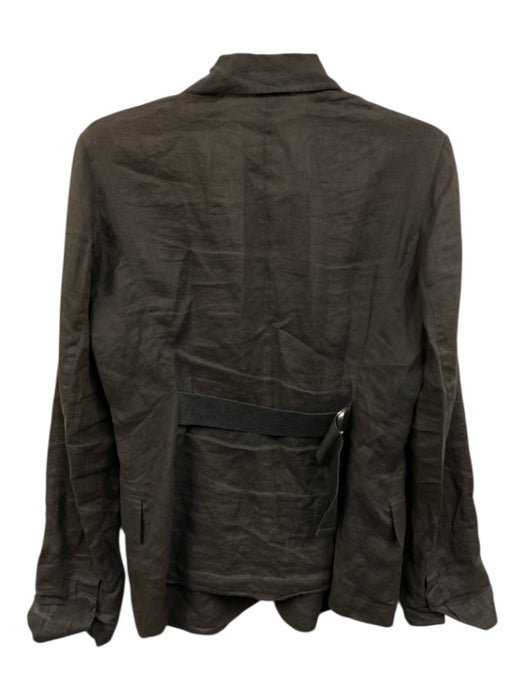 Brunello Cucinelli Size 44 Grey Ramie One Button V Neck Flap Pockets Top Grey / 44