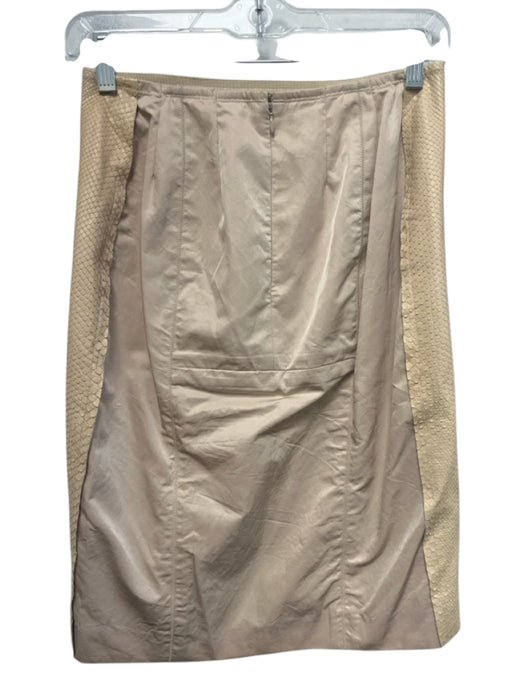 KAUFMANFRANCO Size 6/42 Tan Snakeskin Zip Back Silk Lining Skirt Tan / 6/42