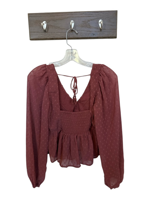 By Anthropologie Size XS Brown Polyester Long Balloon Sleeve Swiss Dot Top Brown / XS