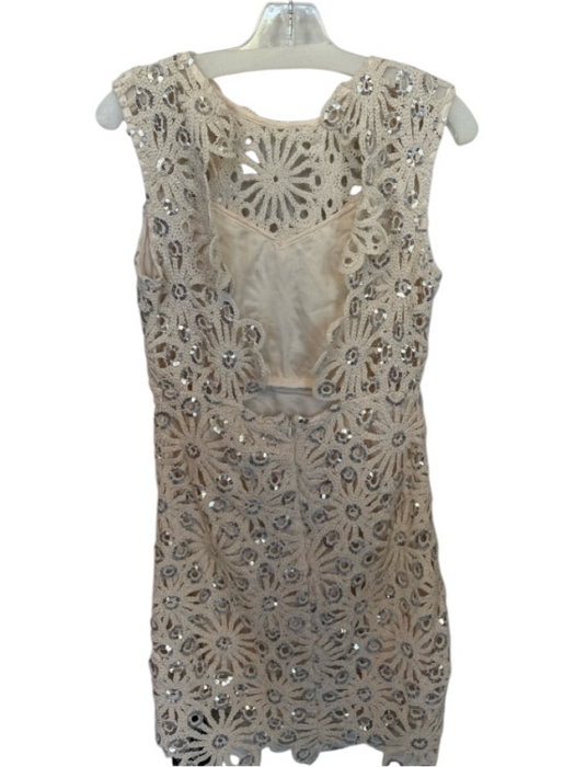 ASTR The Label Size XS Cream & Silver Cotton Blend Macrame Sequins Dress Cream & Silver / XS