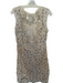 ASTR The Label Size XS Cream & Silver Cotton Blend Macrame Sequins Dress Cream & Silver / XS