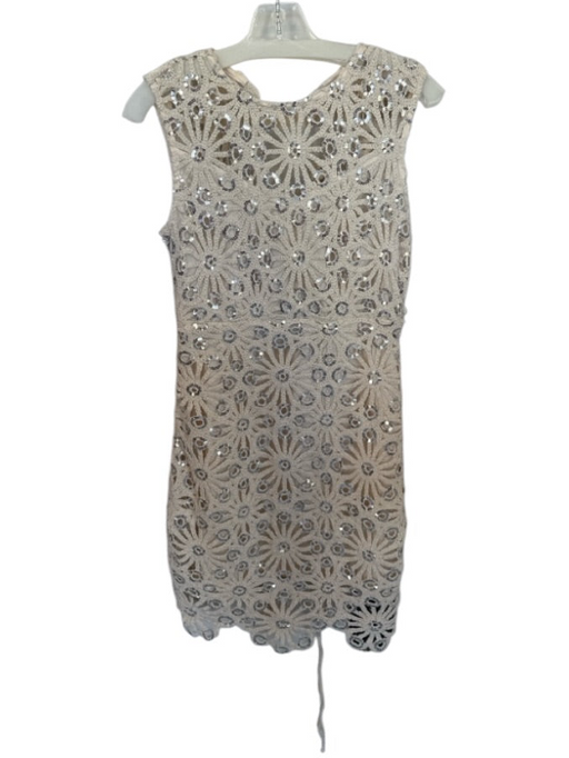 ASTR The Label Size XS Cream & Silver Cotton Blend Macrame Sequins Dress Cream & Silver / XS